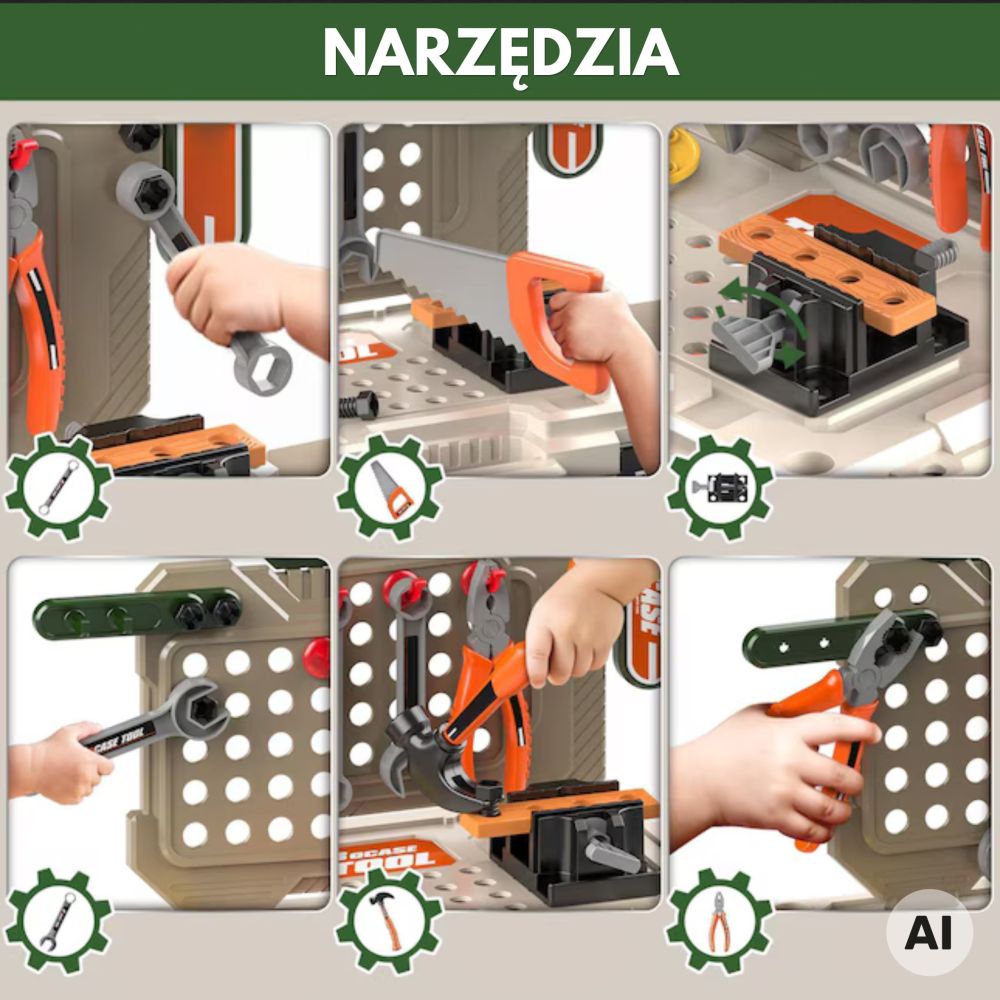 WOOPIE 4-in-1 Workshop for Little Handyman Battery-Powered Drill Accessories 90pcs. 