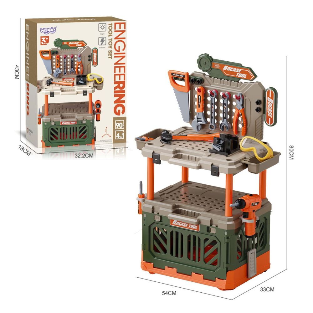 WOOPIE 4-in-1 Workshop for Little Handyman Battery-Powered Drill Accessories 90pcs. 