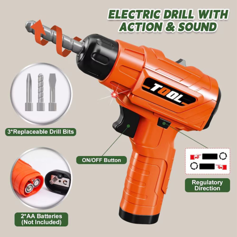 WOOPIE 4-in-1 Workshop for Little Handyman Battery-Powered Drill Accessories 90pcs. 