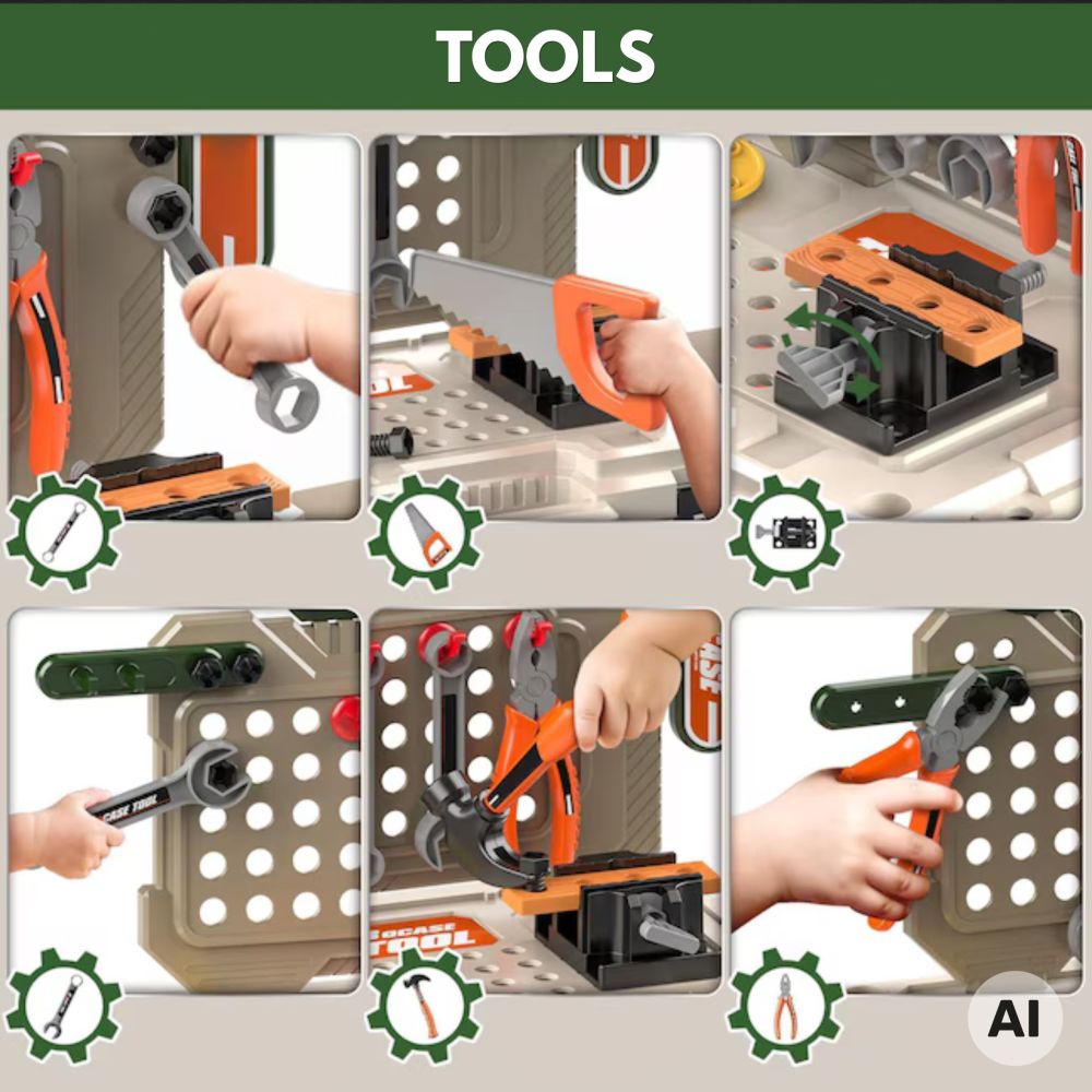 WOOPIE 4-in-1 Workshop for Little Handyman Battery-Powered Drill Accessories 90pcs. 