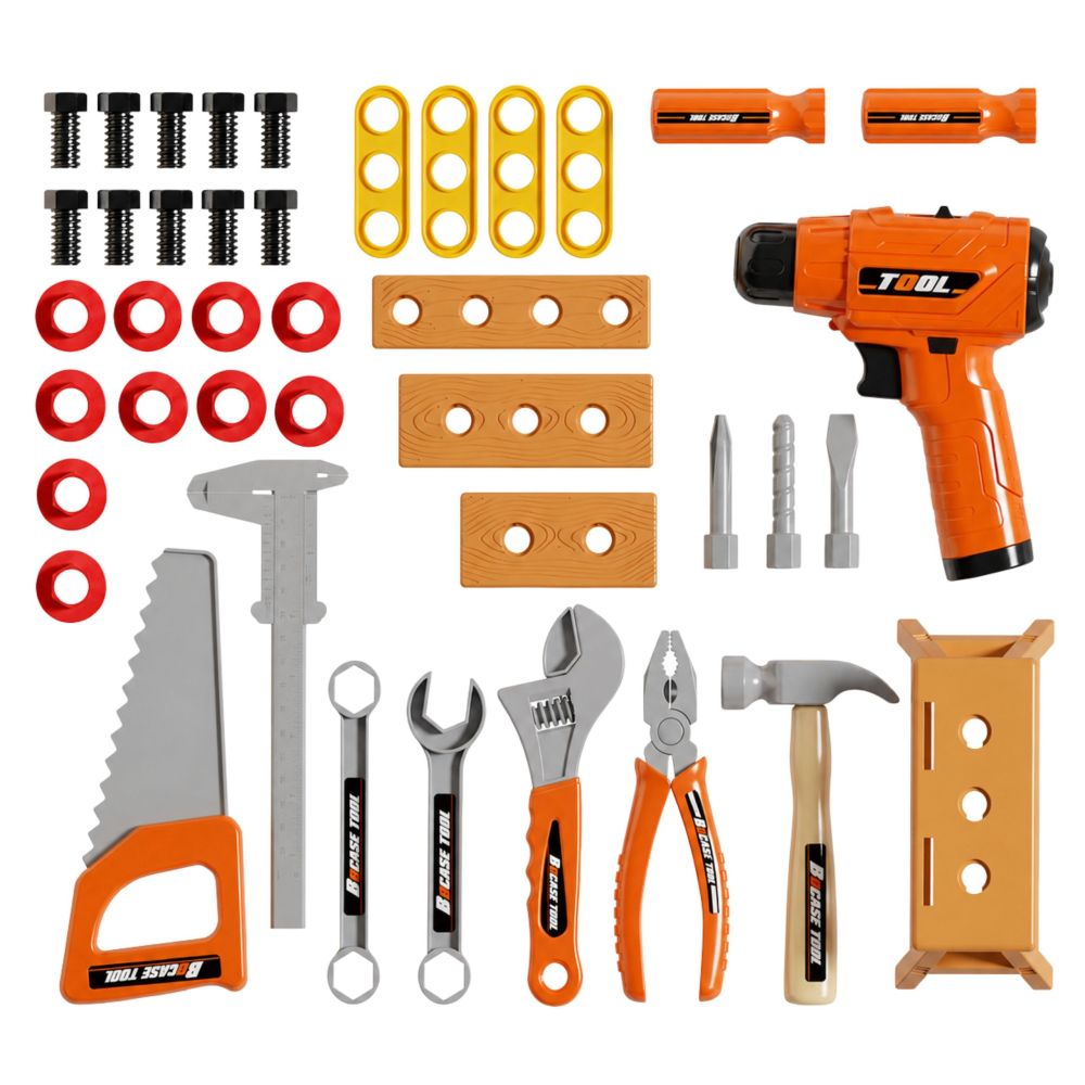 WOOPIE Tool Set in a Case 45 Pieces for Little Handyman Battery-Powered Drill and Light 