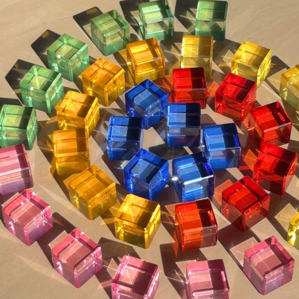 VIGA Colorful Light Blocks made of Acrylic and Wood 108 pcs. 