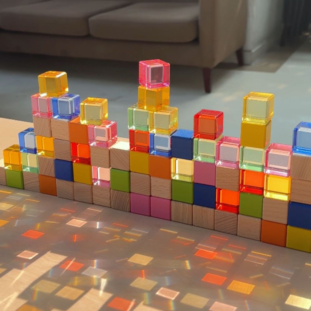 VIGA Colorful Light Blocks made of Acrylic and Wood 108 pcs. 