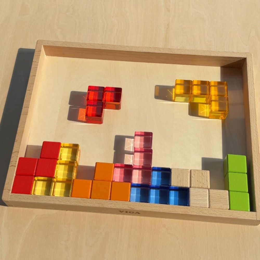 VIGA Colorful Light Blocks made of Acrylic and Wood 108 pcs. 