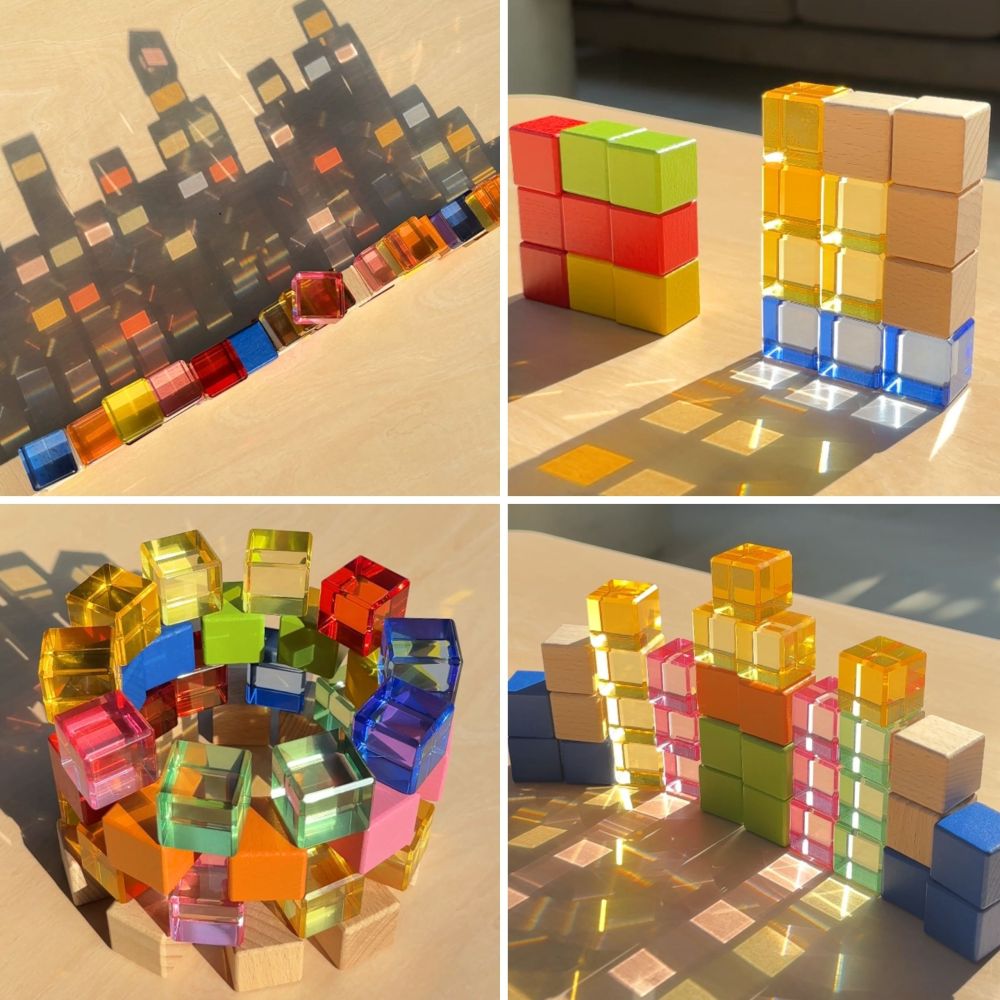 VIGA Colorful Light Blocks made of Acrylic and Wood 108 pcs. 