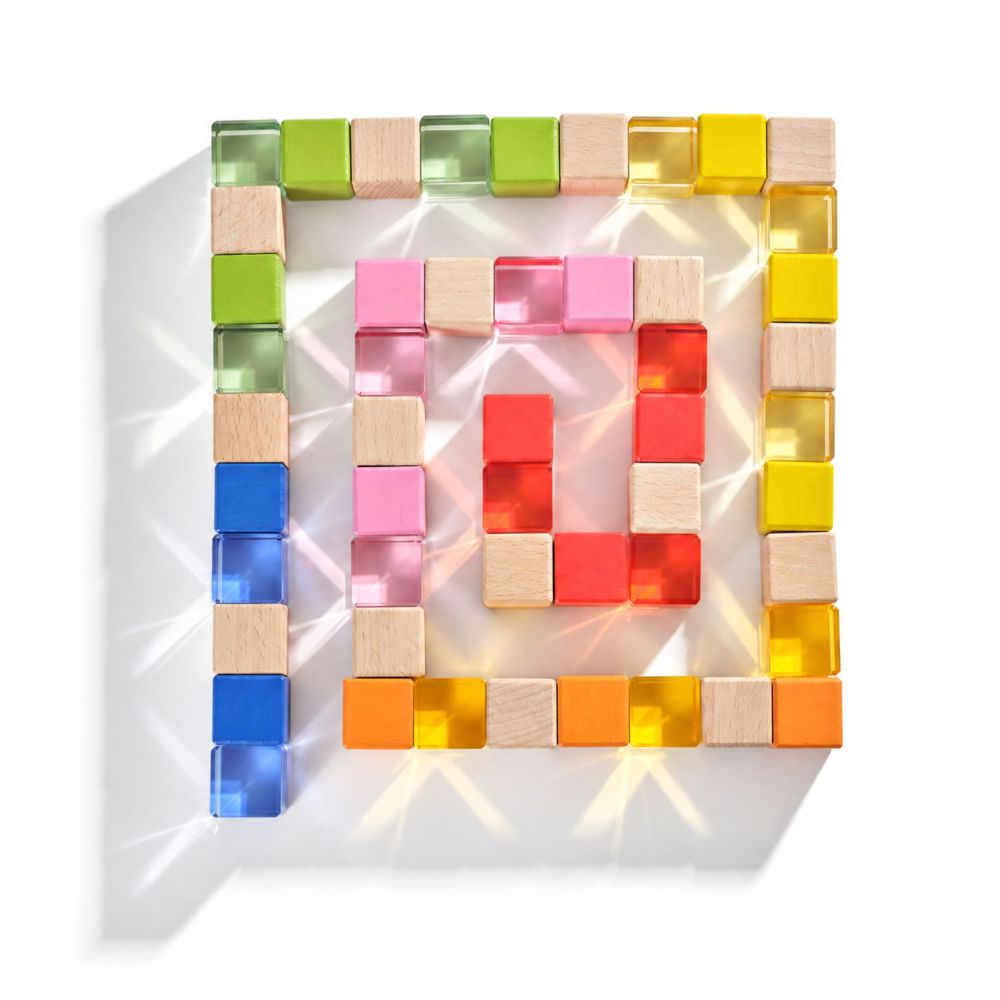 VIGA Colorful Light Blocks made of Acrylic and Wood 108 pcs. 