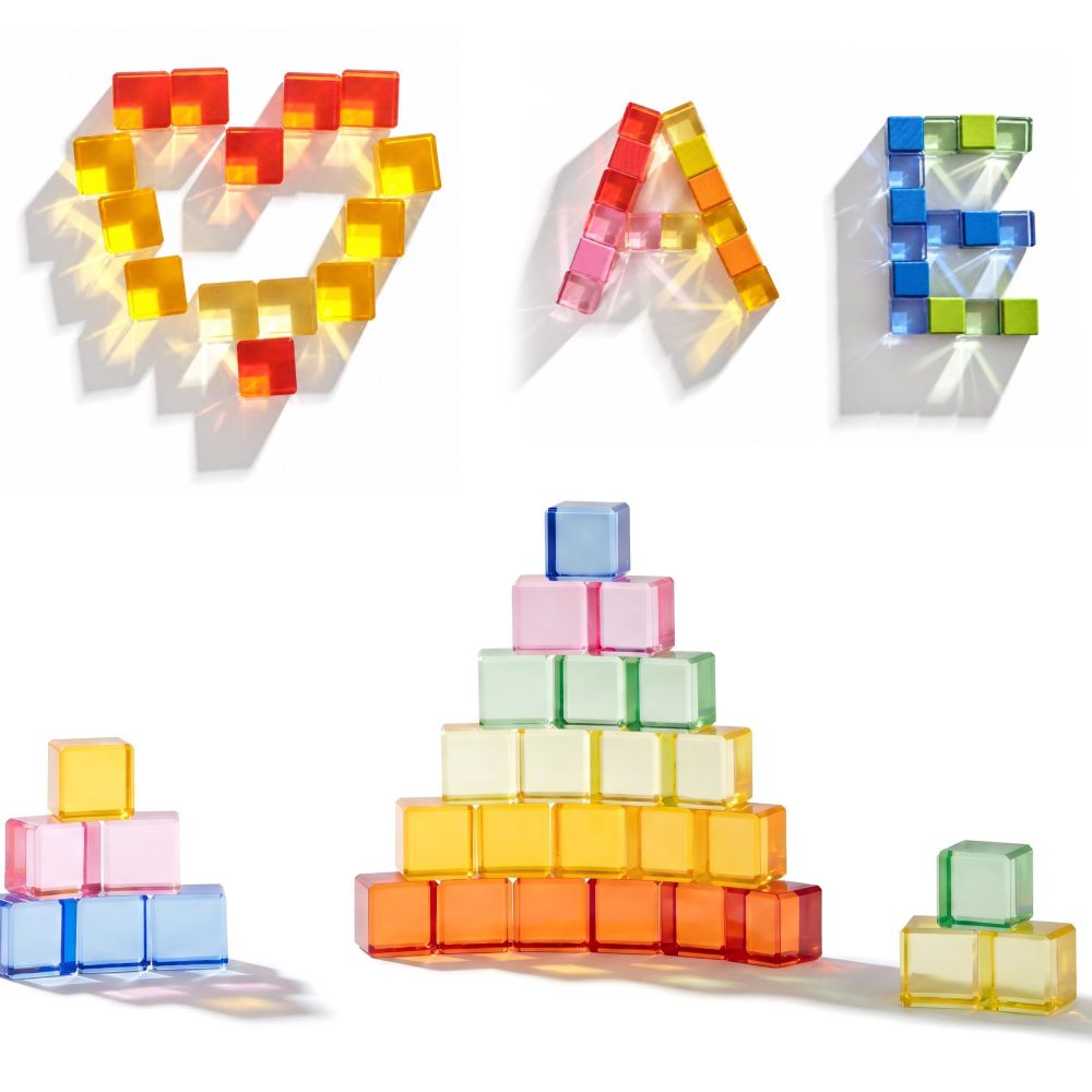VIGA Colorful Light Blocks made of Acrylic and Wood 108 pcs. 