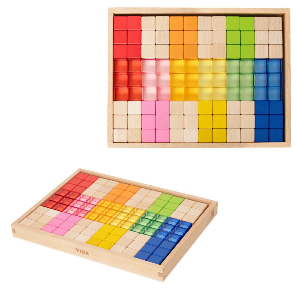 VIGA Colorful Light Blocks made of Acrylic and Wood 108 pcs. 