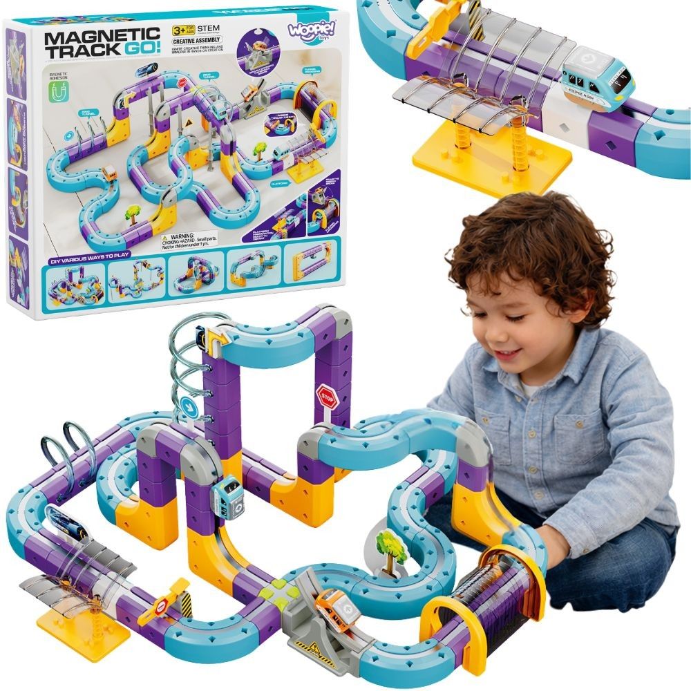 WOOPIE Magnetic Train Track Construction Set with Attraction Effect 126 pcs. 