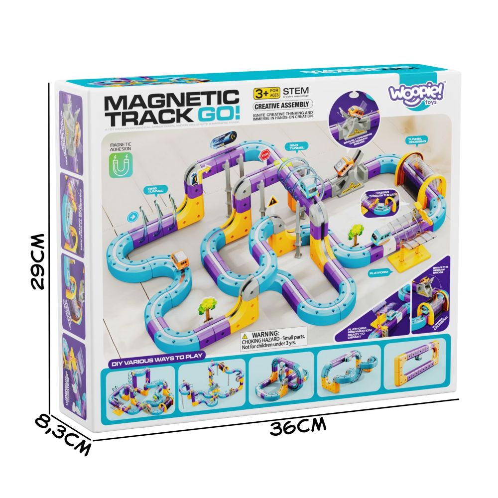 WOOPIE Magnetic Train Track Construction Set with Attraction Effect 126 pcs. 