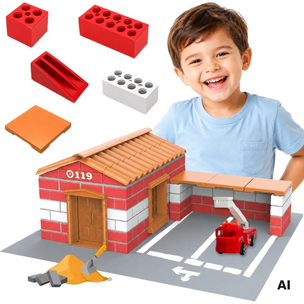 WOOPIE DIY Construction Set with Building Bricks Fire Station 178 pcs. Building Bricks 