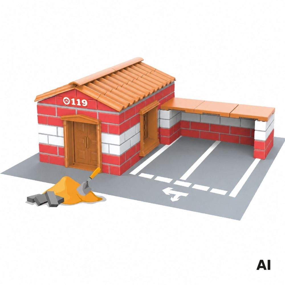 WOOPIE DIY Construction Set with Building Bricks Fire Station 178 pcs. Building Bricks 