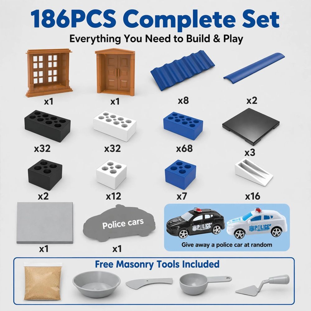 WOOPIE DIY Police Station Brick Building Kit 186 pcs. 