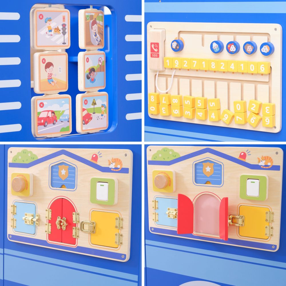 VIGA Large Wooden Police Car Educational Set for Children Police 