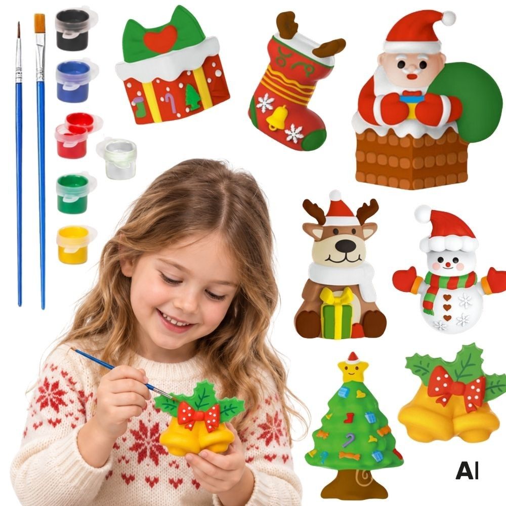 WOOPIE DIY Paint Craft Kit - Make Plaster Cast Figurines and Paint - Christmas Kit 