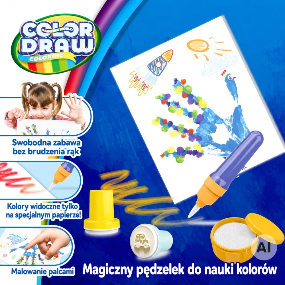 Kūrybinis rinkinys piešimui su antspaudais WOOPIE Magic Brush, vaikams nuo 3 metų