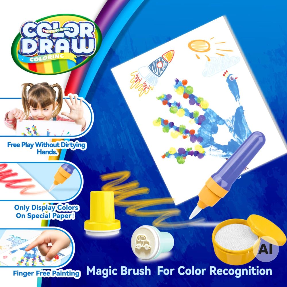 Kūrybinis rinkinys piešimui su antspaudais WOOPIE Magic Brush, vaikams nuo 3 metų