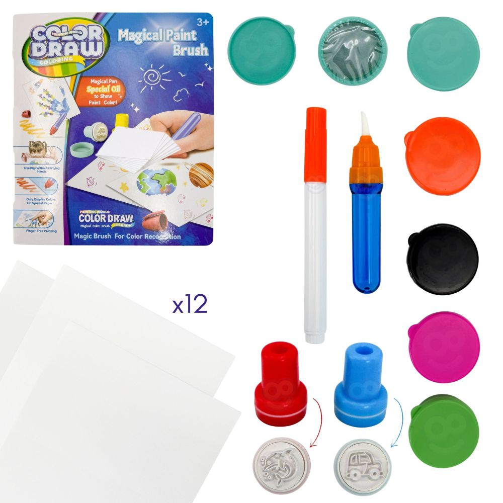 Kūrybinis rinkinys piešimui su antspaudais WOOPIE Magic Brush, vaikams nuo 3 metų