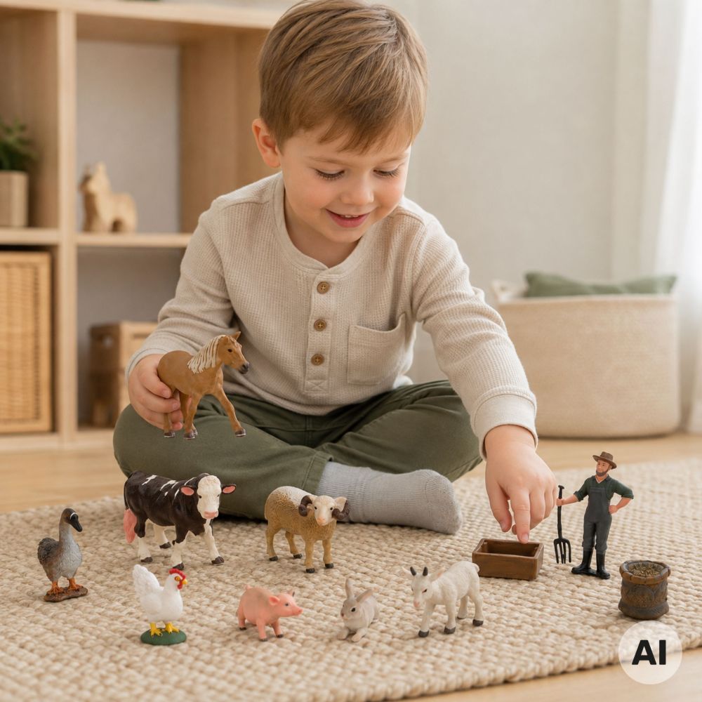 WOOPIE Large Set of Farm Animals Farmer Figurines Accessories 3+ 