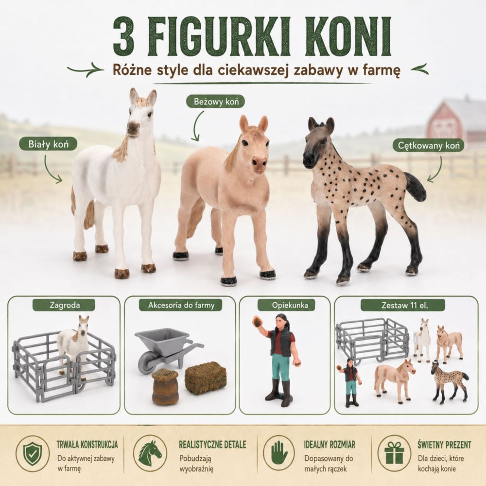 Arklių figūrėlių rinkinys WOOPIE Farm Mažasis ūkininkas 11 vnt
