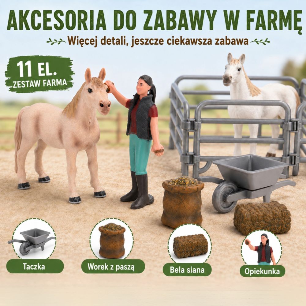 Arklių figūrėlių rinkinys WOOPIE Farm Mažasis ūkininkas 11 vnt