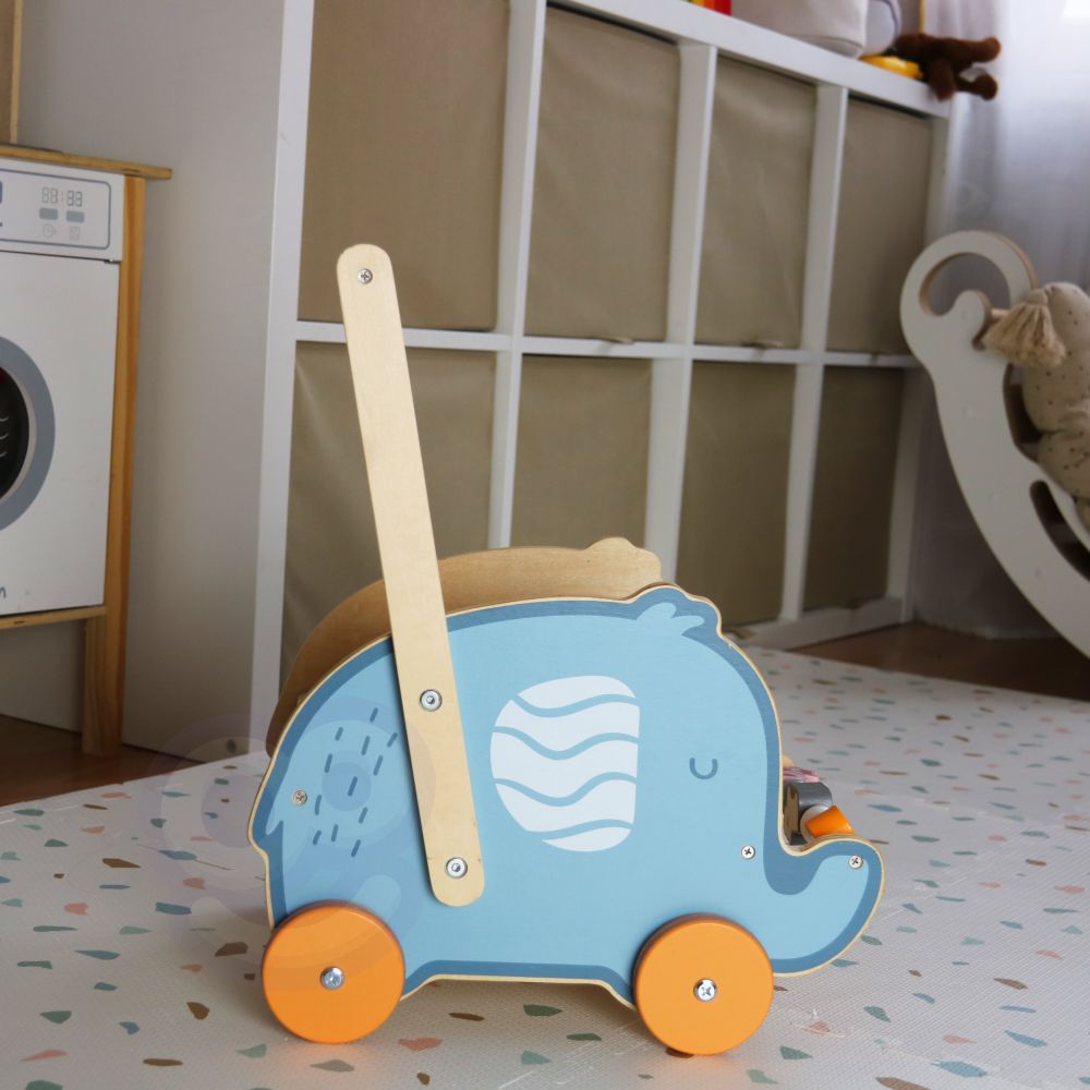 VIGA PolarB Wooden 2-in-1 Stroller, Walker, Elephant 
