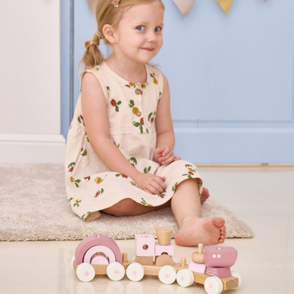 VIGA PolarB Pink Train with Carriages Blocks 