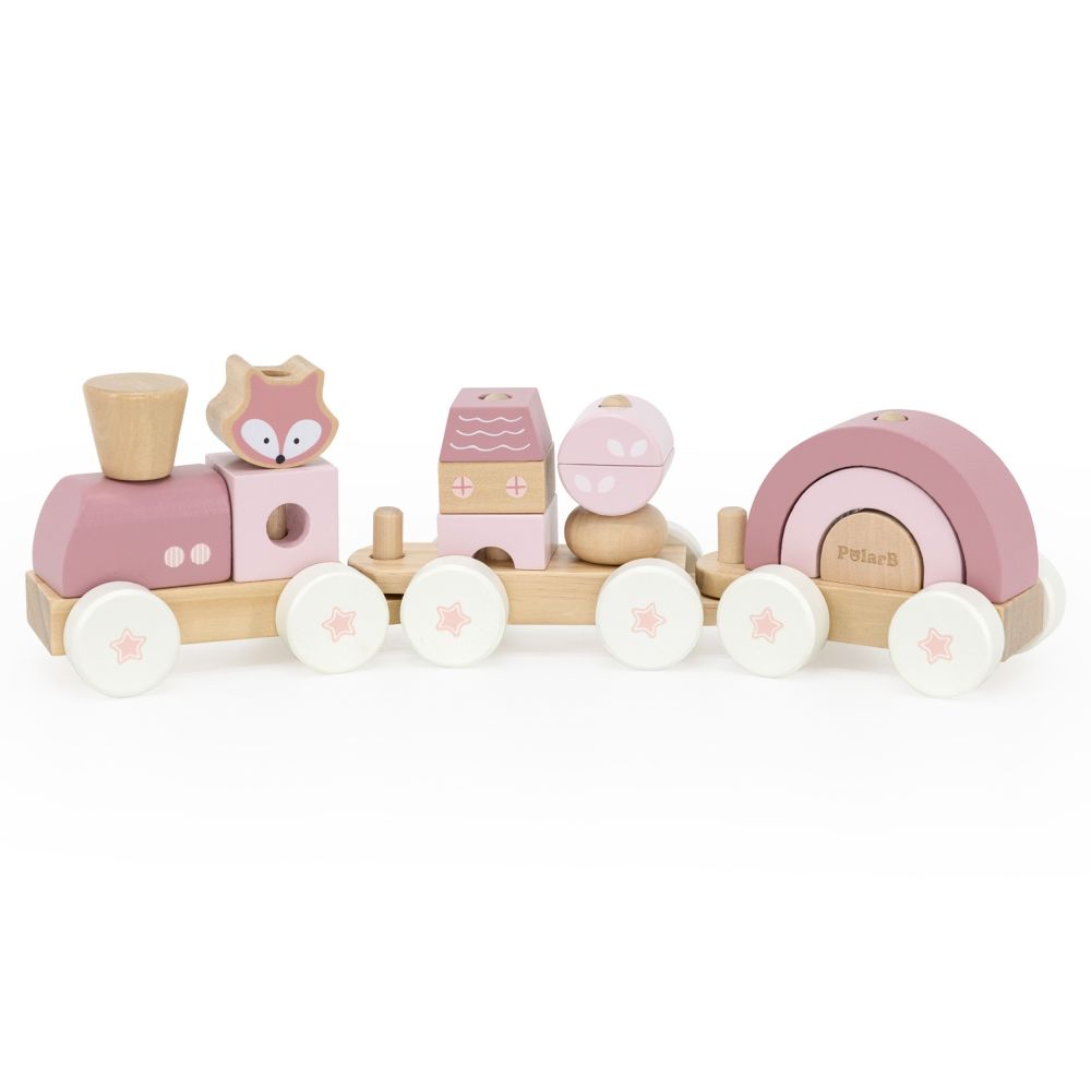 VIGA PolarB Pink Train with Carriages Blocks 