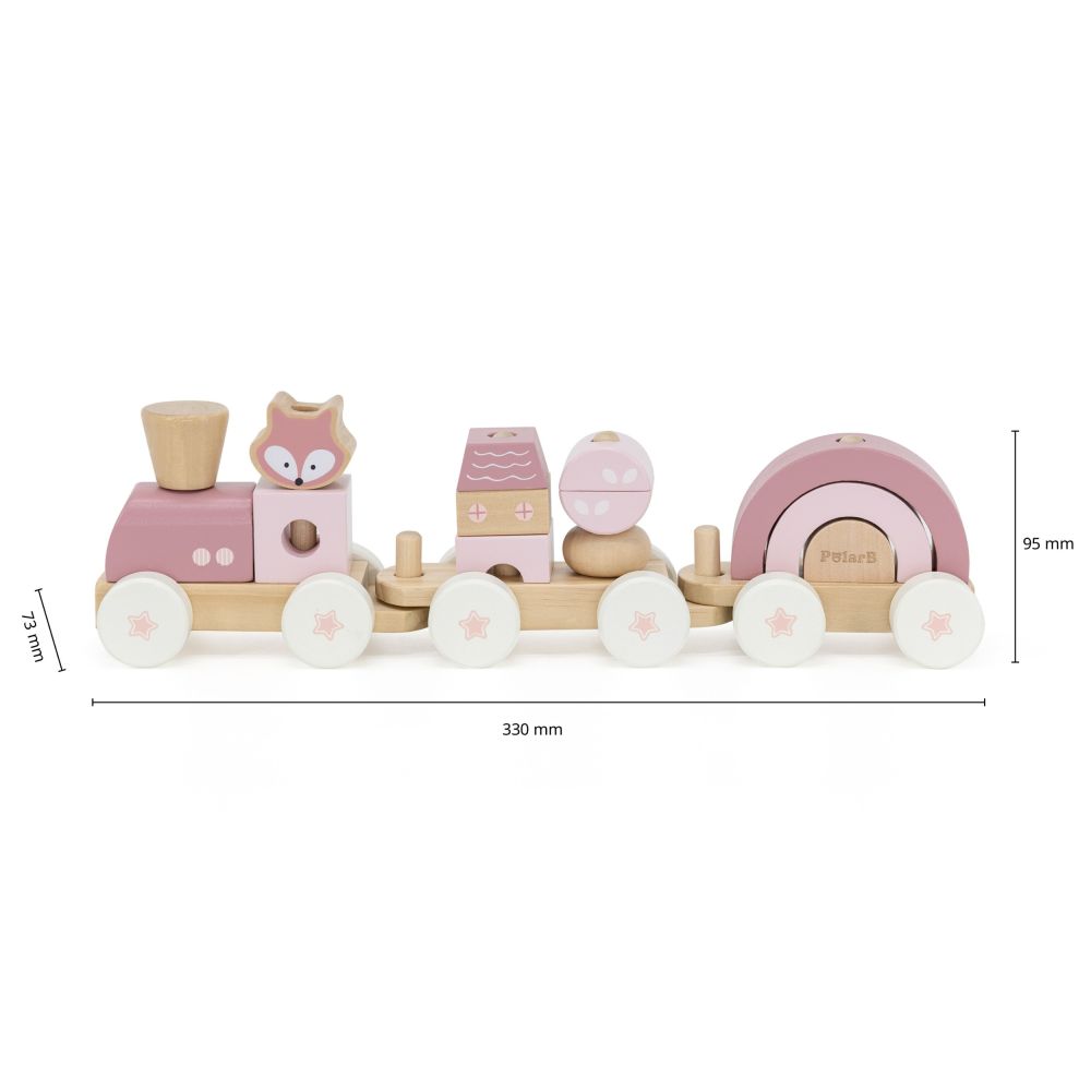 VIGA PolarB Pink Train with Carriages Blocks 