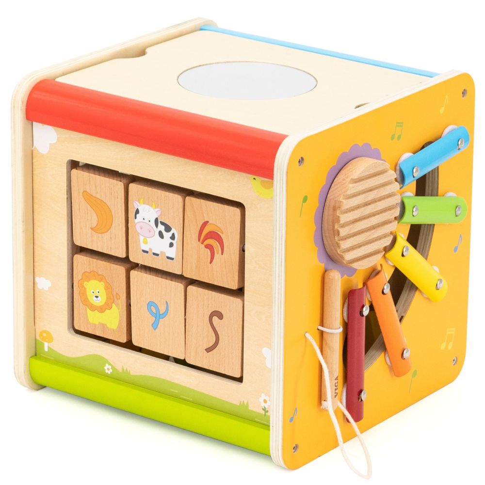 Viga PolarB Wooden Educational Cube 5 in 1 Motor Loop Labyrinth Sorter 