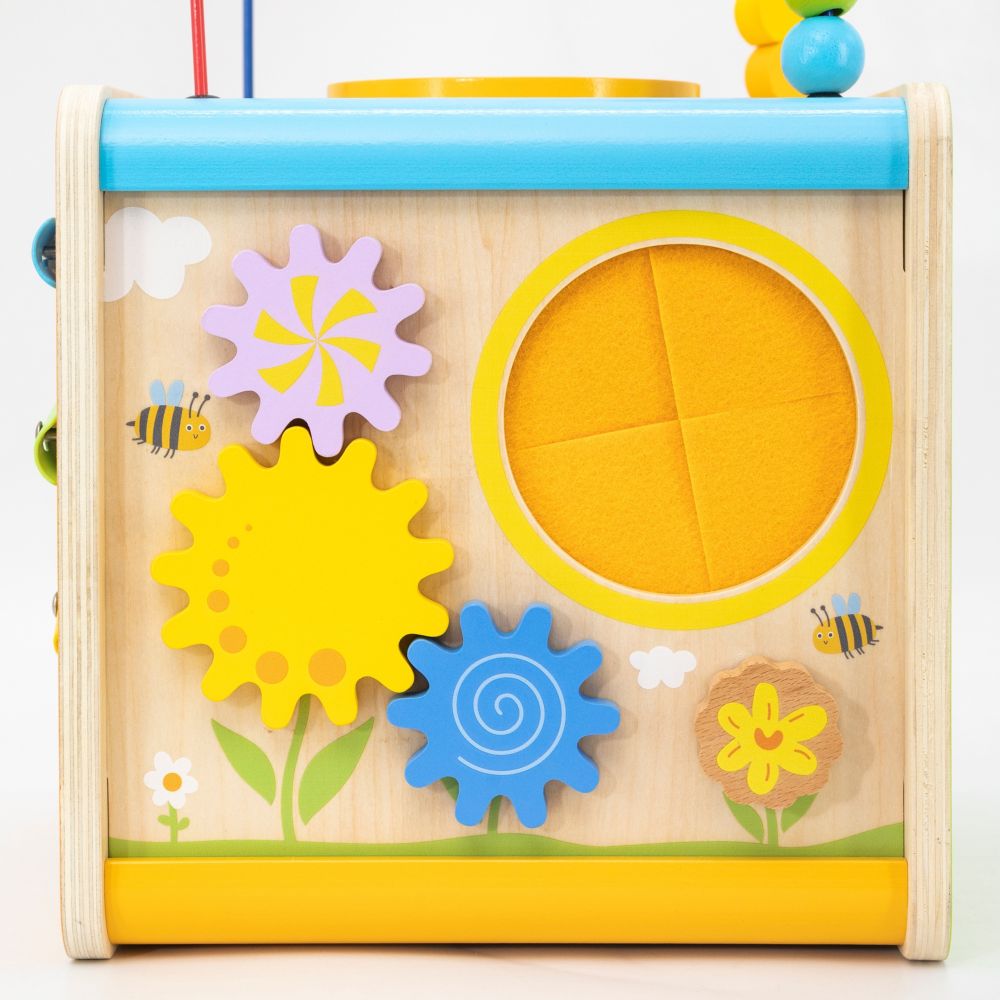 Viga PolarB Wooden Educational Cube 5 in 1 Motor Loop Labyrinth Sorter 