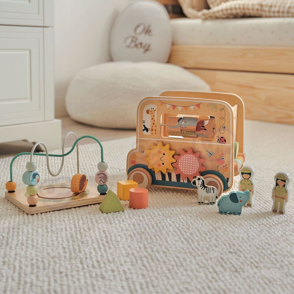 WOOPIE GREEN Wooden Activity Cube Safari Off-Road Vehicle FSC 