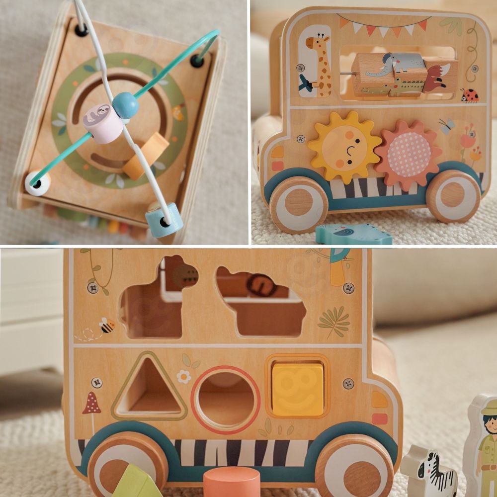 WOOPIE GREEN Wooden Activity Cube Safari Off-Road Vehicle FSC 