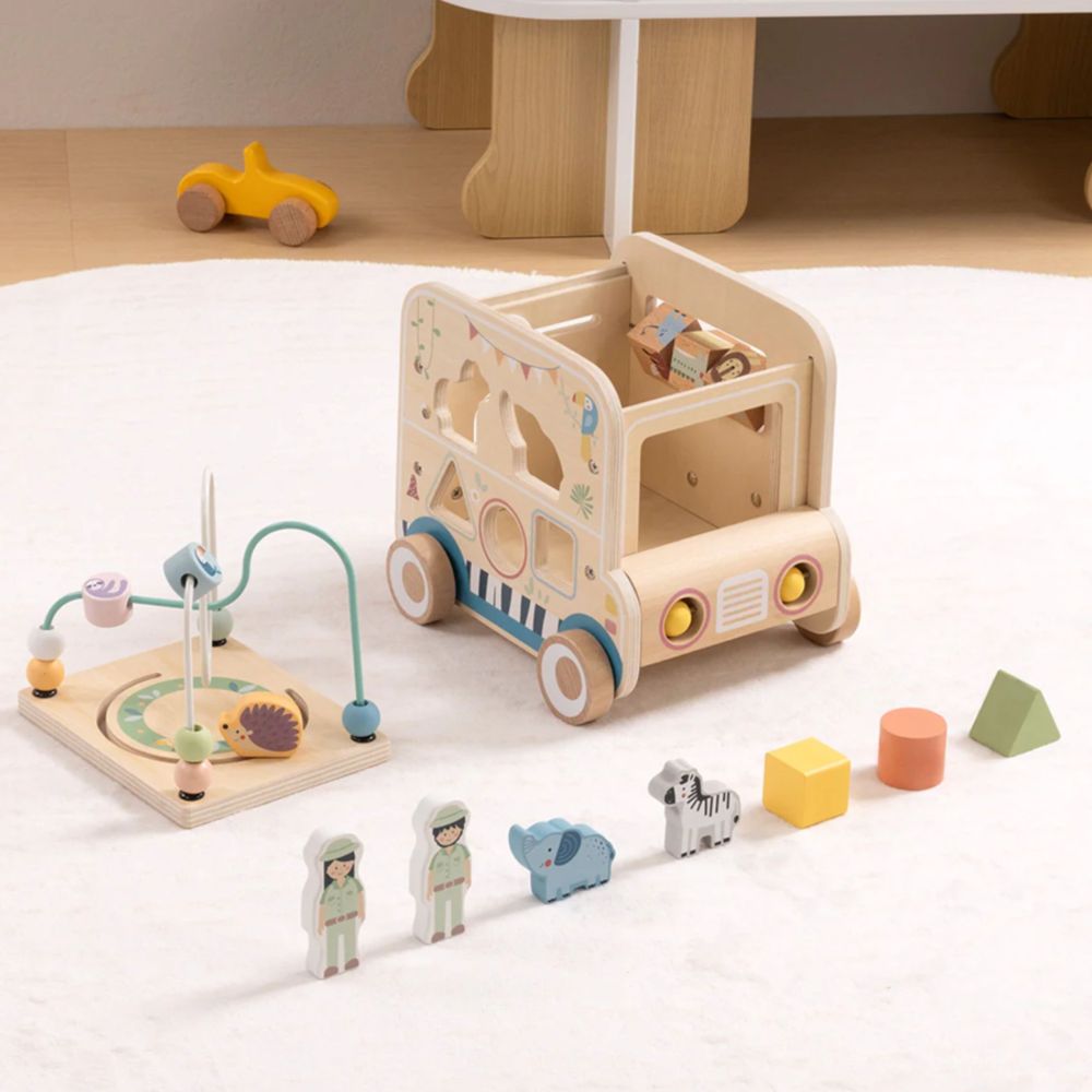 WOOPIE GREEN Wooden Activity Cube Safari Off-Road Vehicle FSC 