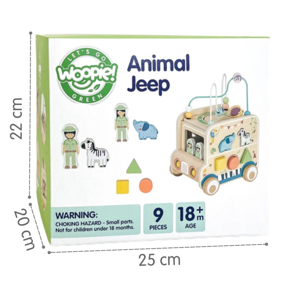 WOOPIE GREEN Wooden Activity Cube Safari Off-Road Vehicle FSC 