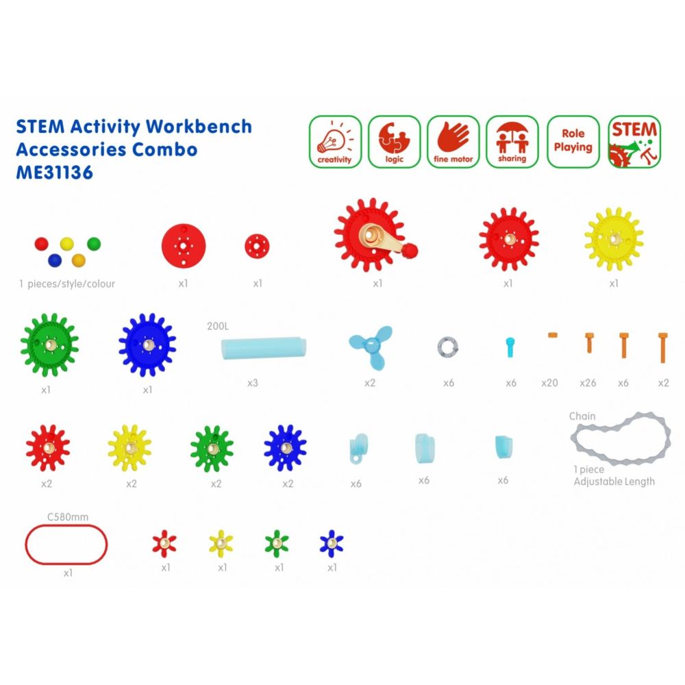 Darbo stalo priedų rinkinys MASTERKIDZ STEM , 111 vnt