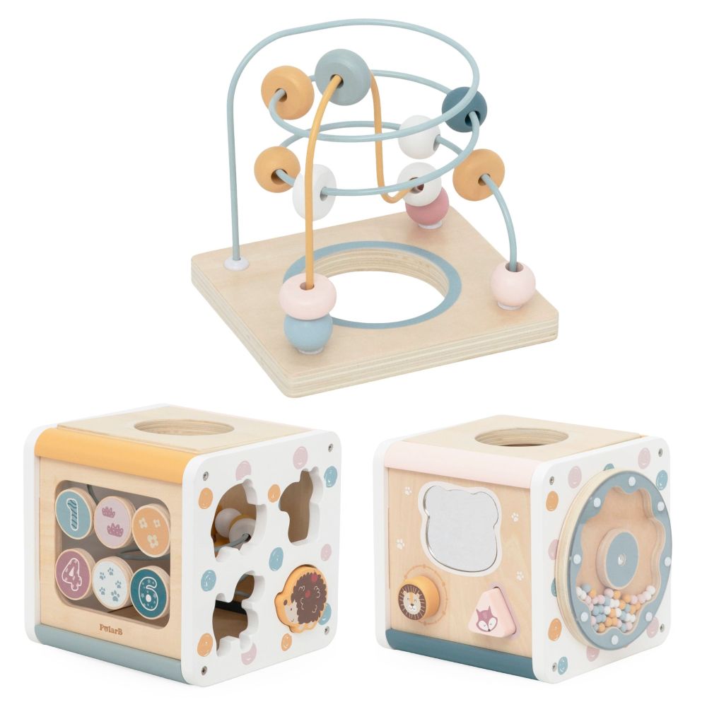 VIGA PolarB Wooden Activity Cube 7-in-1 Sorter Maze Animals 12m+ 