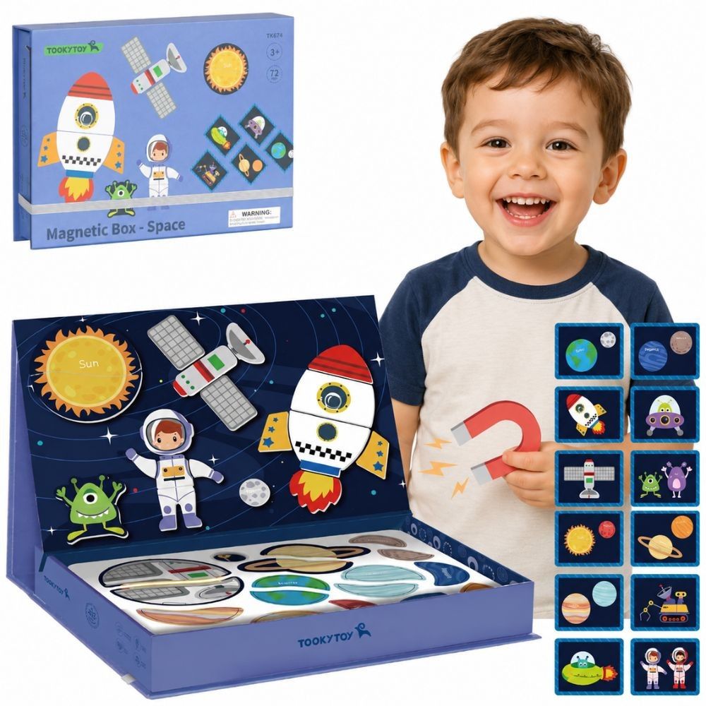 TOOKY TOY Magnetic Puzzle Montessori Puzzle Educational Box Cosmos 72 pcs. 