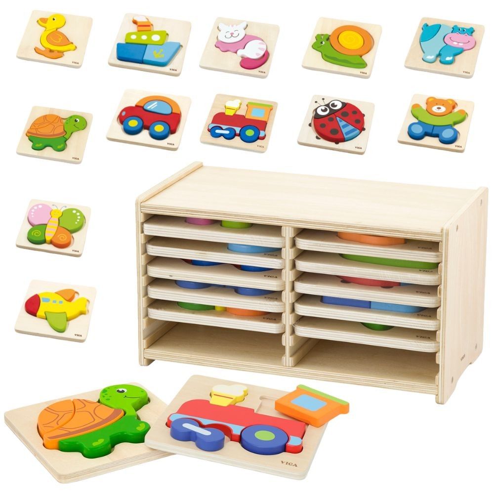 VIGA Wooden Puzzle 12 Boards 