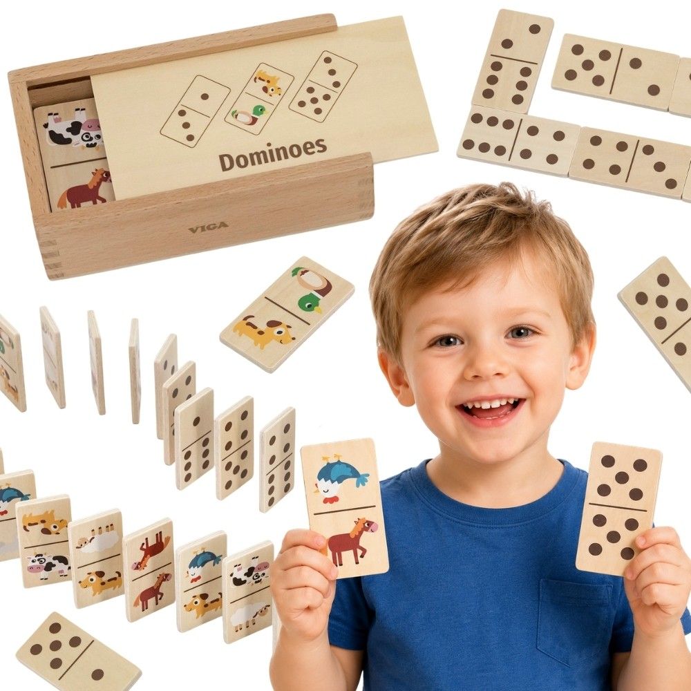 Medinis domino VIGA 2in1: gyvūnai ir skaičiai