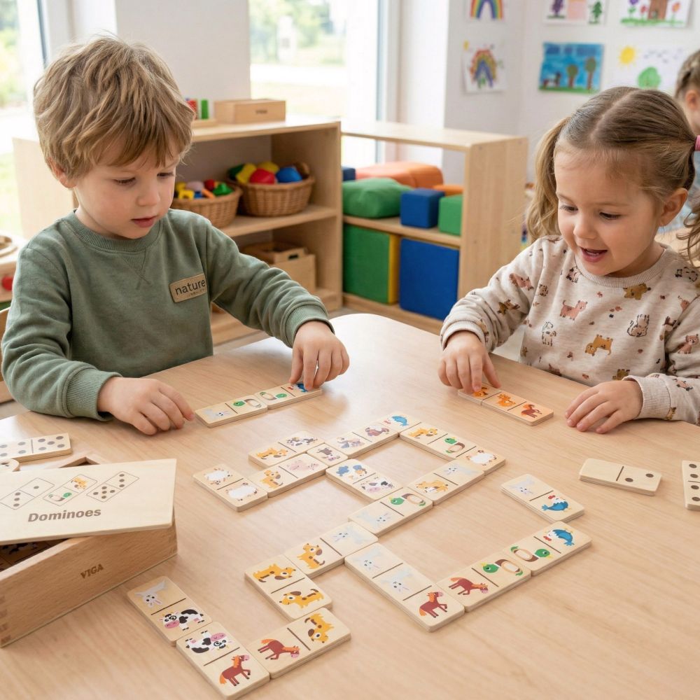Medinis domino VIGA 2in1: gyvūnai ir skaičiai