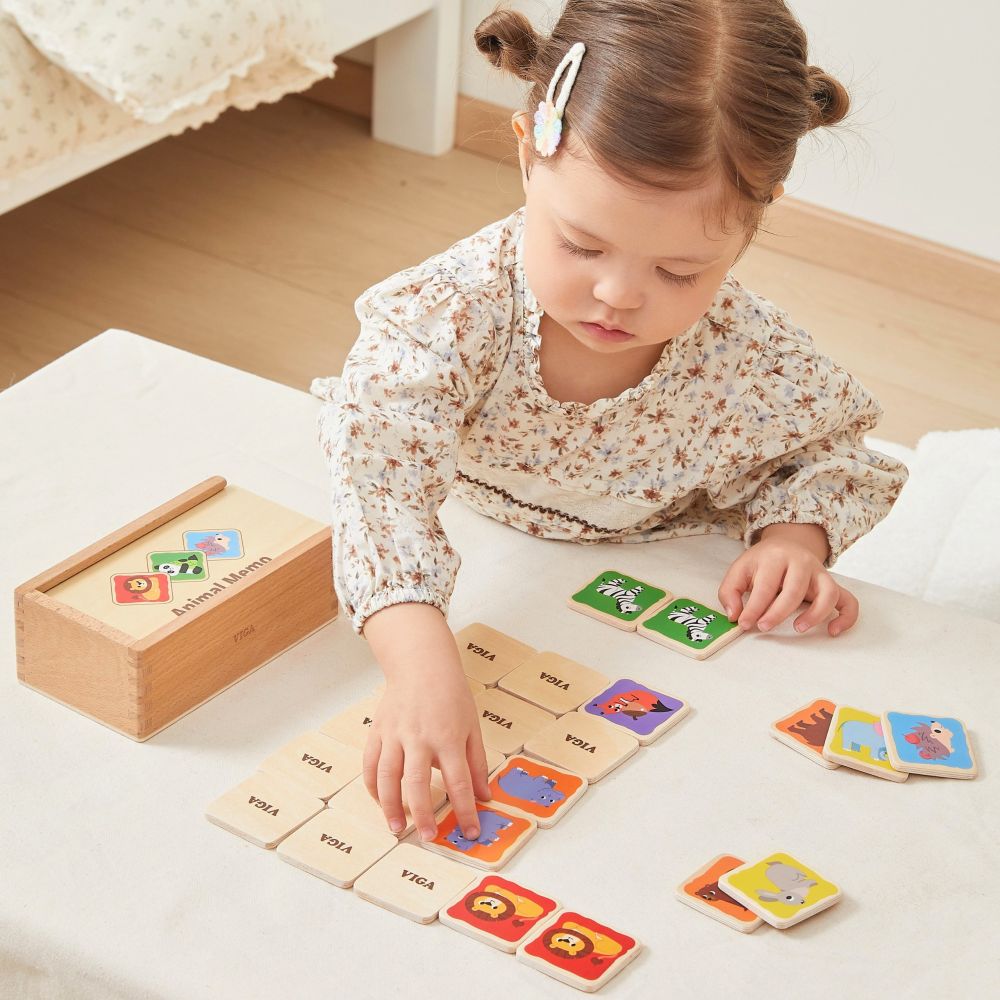 Viga Wooden Memory Game Memo Animals Educational Children 3+ 
