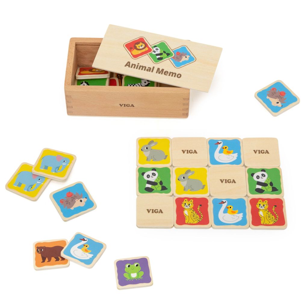 Viga Wooden Memory Game Memo Animals Educational Children 3+ 