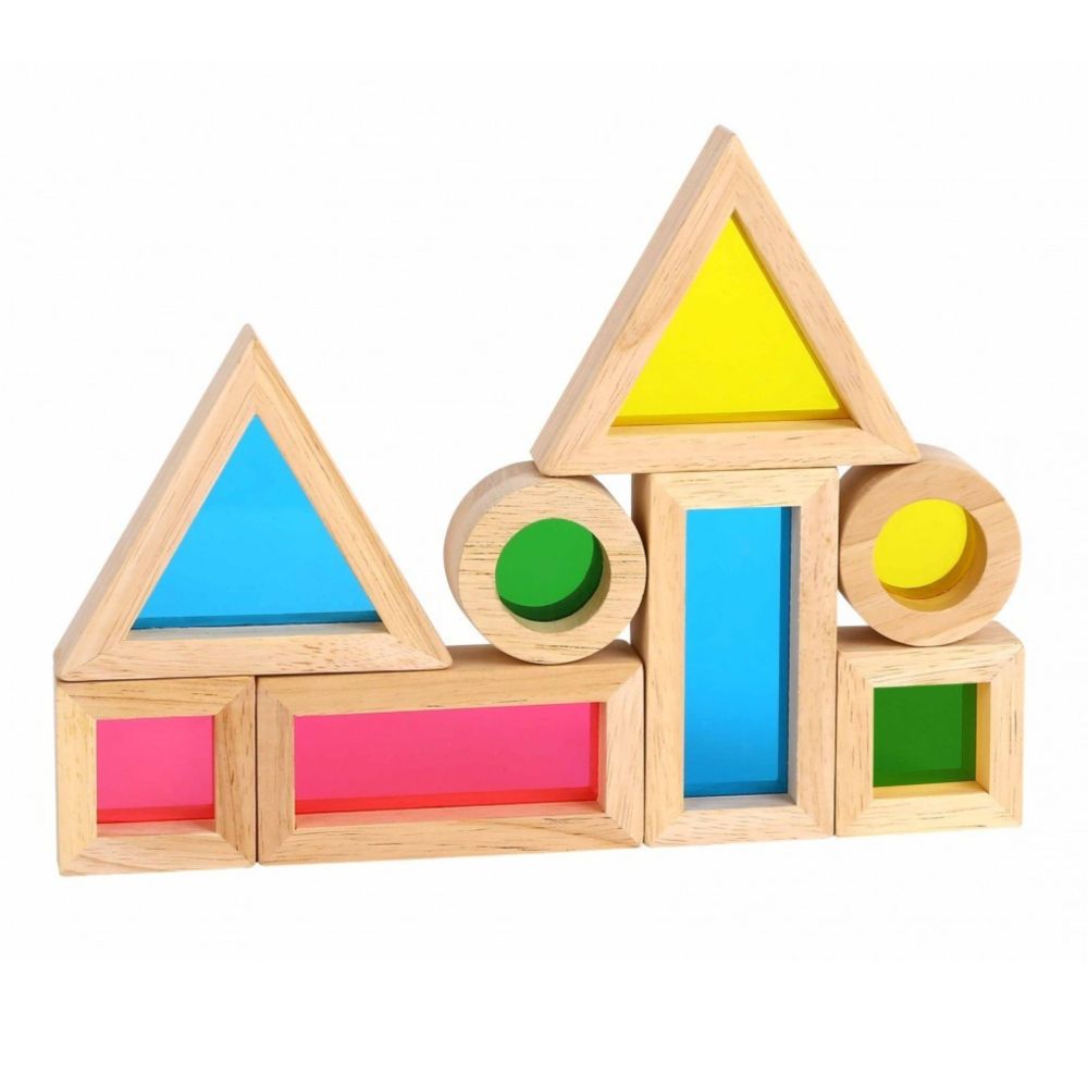 Mediniai spalvoti veidrodiniai blokai TOOKY TOY, 8 vnt rinkinys, FSC