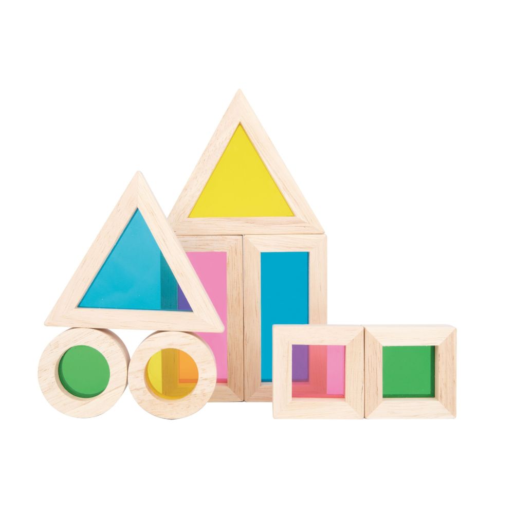 TOOKY TOY Wooden Colorful Mirror Blocks Set of 8 pieces FSC 