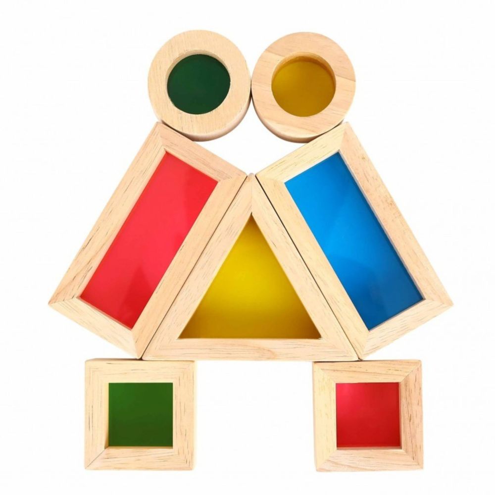 Mediniai spalvoti veidrodiniai blokai TOOKY TOY, 8 vnt rinkinys, FSC