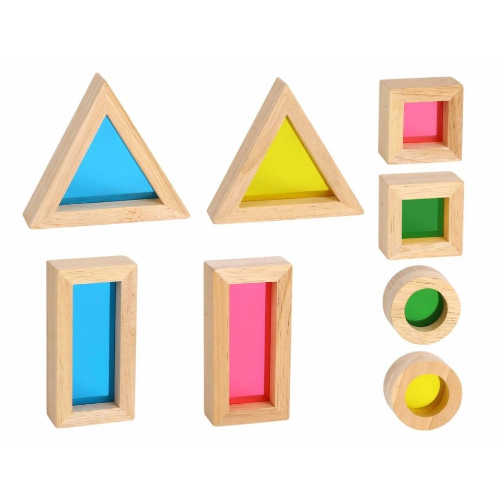 TOOKY TOY Wooden Colorful Mirror Blocks Set of 8 pieces FSC 