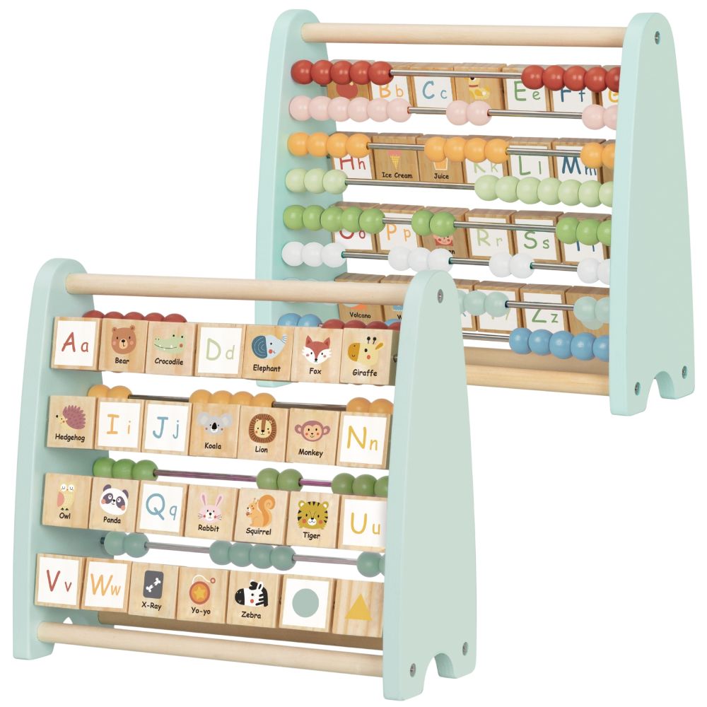 TOOKY TOY Double-Sided Abacus Alphabet Pictures 