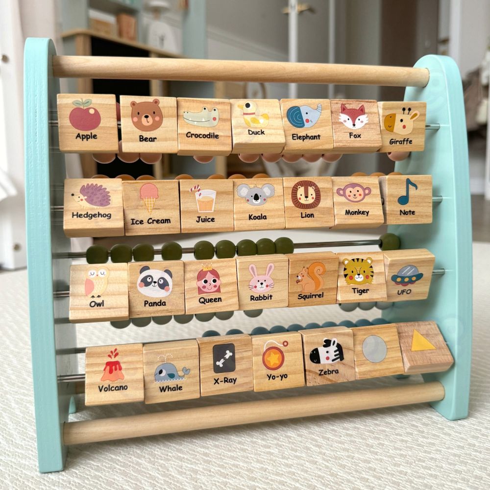 TOOKY TOY Double-Sided Abacus Alphabet Pictures 