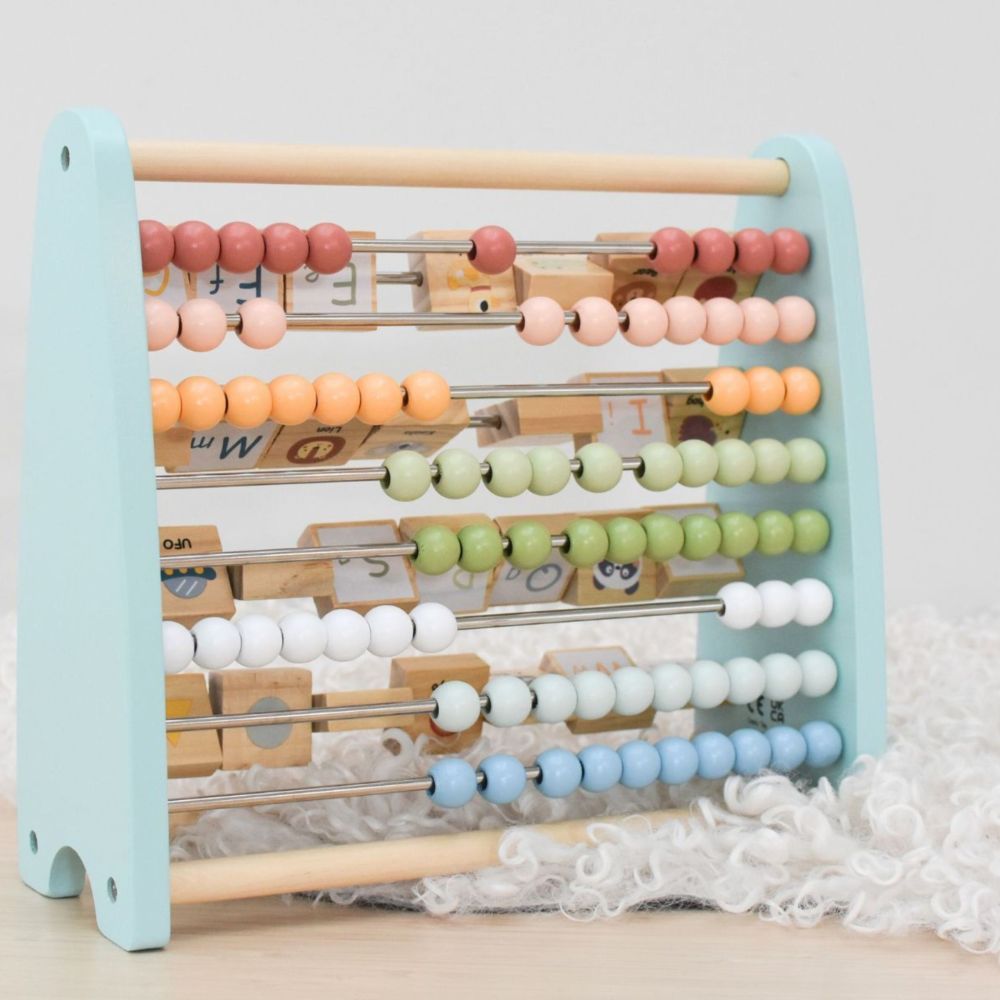 TOOKY TOY Double-Sided Abacus Alphabet Pictures 